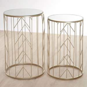 Avanto Round Glass Set of 2 Side Tables With Arrow Metal Frame