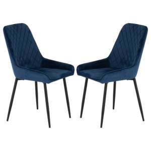 Avah Sapphire Blue Velvet Dining Chairs In Pair