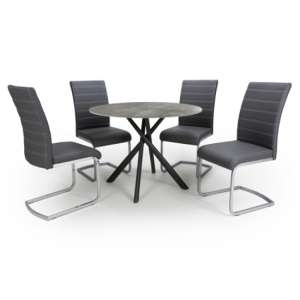 Accro Grey Glass Dining Table With 4 Conary Grey Chairs