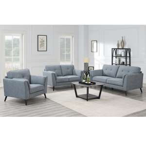 Avilta Fabric 3 Seater Sofa And 2 Armchairs Suite In Grey
