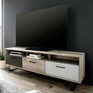 Aviva Wooden TV Stand Rectangular In Multicolor And Craft Oak