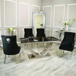 Avon Black Glass Dining Table With 4 Benton Black Chairs