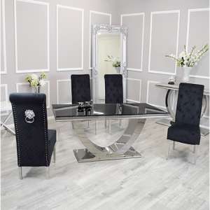 Avon Black Glass Dining Table With 4 Elmira Black Chairs