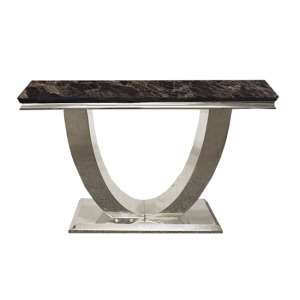 Avon Black Marble Console Table With Polished Steel Base