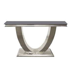 Avon Grey Glass Console Table With Polished Steel Base