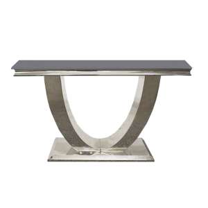 Avon Grey Glass Console Table With Polished Steel Base