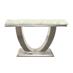 Avon Ivory Smoke Marble Console Table With Polished Steel Base