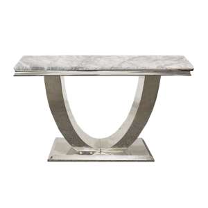 Avon Light Grey Marble Console Table With Polished Steel Base