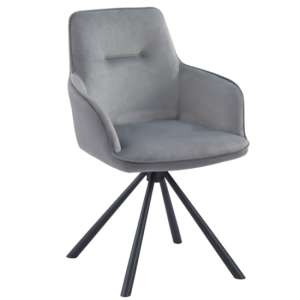 Avondale Swivel French Velvet Dining Chair In Grey