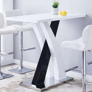 Axara Rectangular High Gloss Bar Table In White And Black