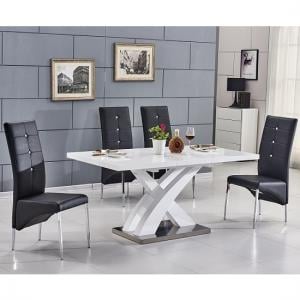 Axara Small Extending White Dining Table 6 Vesta Black Chairs