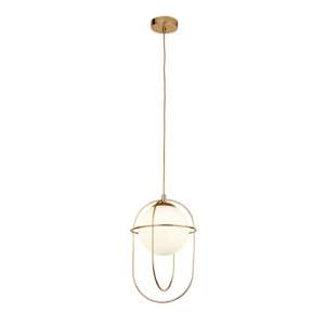 Axis 1 Pendant Light In Polished Brass With Opal Glass Ball