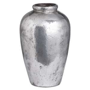 Axon Tall Metallic Ceramic Vase In Silver