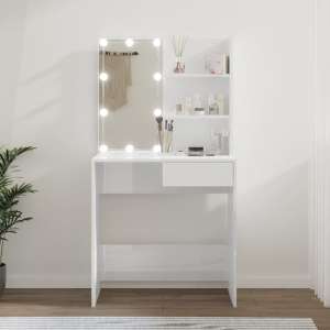 Axten High Gloss Dressing Table In White With LED Lights
