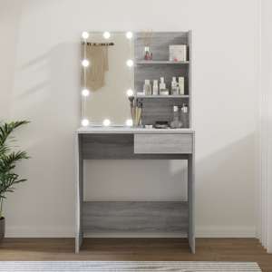 Axten Wooden Dressing Table In Grey Sonoma Oak With LED Lights