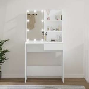 Axten Wooden Dressing Table In White With LED Lights