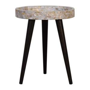 Axton Honeycomb Mosaic End Table In Walnut And Shell Inlay