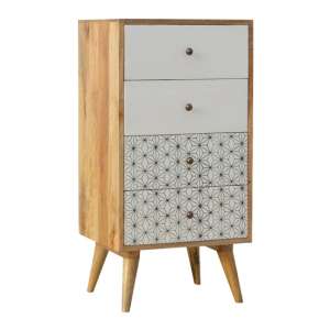 Prima Wooden Tall Chest Of 4 Drawers In Oak Ish