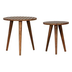 Axton Wooden Set Of 2 Nesting Tables In Oak Ish And Monochrome