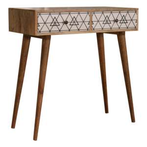 Axton Wooden Triangle Printed Console Table In Oak Ish