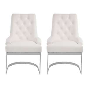 Azaltro Ivory Linen Fabric Dining Chairs In Pair    