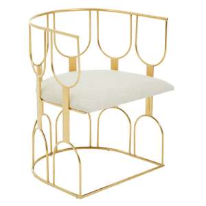 Azaltro Fabric Bedroom Chair With Gold Metal Frame In Natural