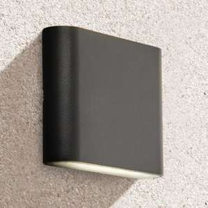 Azha Outdoor LED Up Down Wall Light In Black With Clear Diffuser