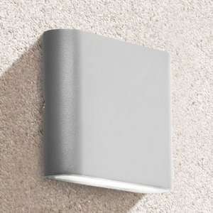 Azha Outdoor LED Up Down Wall Light In Grey With Clear Diffuser