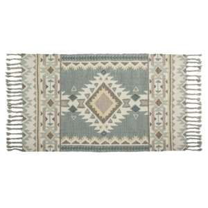Azteca Killim Large Rectangular Fabric Rug In Grey