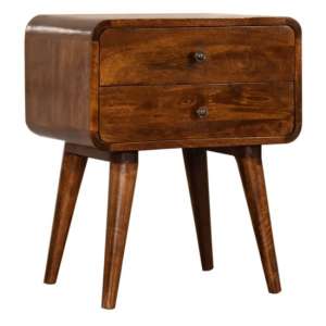 Bacon Wooden Bedside Cabinet In Chestnut With Cable Access