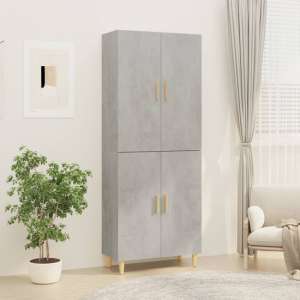 Codeck Wooden Highboard With 4 Doors In Concrete Effect
