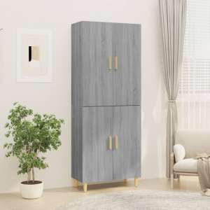 Codeck Wooden Highboard With 4 Doors In Grey Sonoma Oak