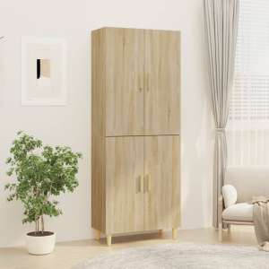 Codeck Wooden Highboard With 4 Doors In Sonoma Oak