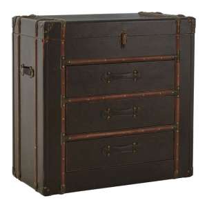 Bagort Wooden Storage Cabinet In Brown Leather Effect