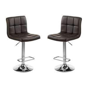 Baino Black Quilted Bar Stool With Chrome Base In Pair  