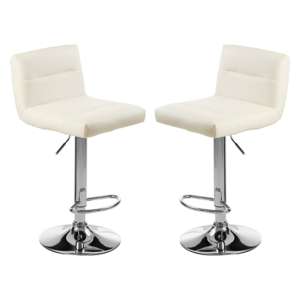 Baino White Leather Bar Chairs With Chrome Base In A Pair