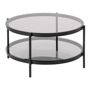 Bakersfield Smoked Glass Coffee Table With Black Metal Legs