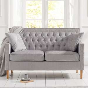 Ballark Plush Fabric Upholstered 2 Seater Sofa In Grey