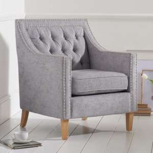 Ballark Plush Fabric Upholstered Armchair In Grey