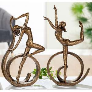 Ballerina Polyresin Set Of 2 Sculpture In Brown