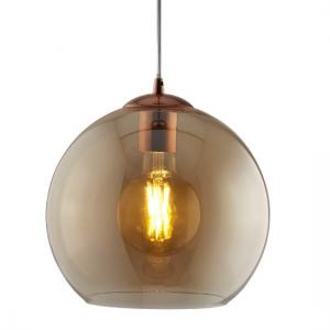 Balls 30cm Pendant Light In Amber Glass And Antique Brass