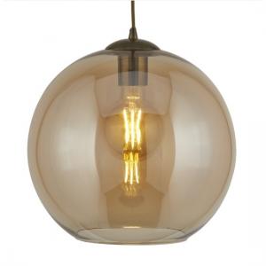 Balls 25cm Pendant Light In Amber Glass And Antique Brass