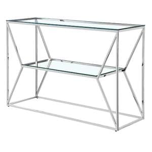 Balnain Clear Glass Top Console Table With Silver Frame