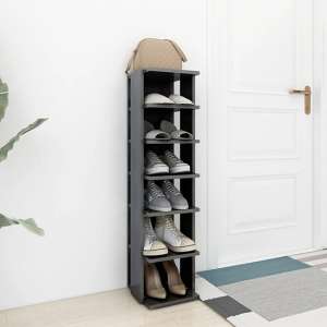 Balta High Gloss Shoe Storage Rack With 6 Shelves In Grey
