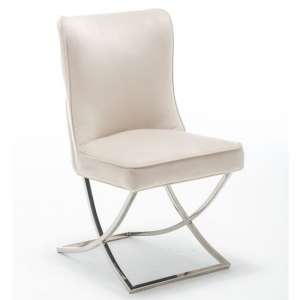 Baltec Velvet Upholstered Dining Chair In Cream