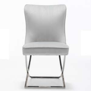 Baltec Velvet Upholstered Dining Chair In Light Grey