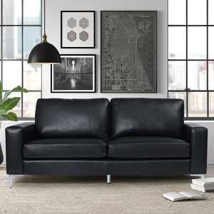 Baltic Faux Leather 3 Seater Sofa In Black