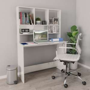 Bancroft High Gloss Laptop Desk With Bookshelf In White