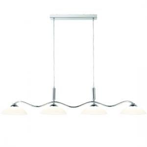 4 Light Bar Pendant In Chrome With Frosted Glass Shades
