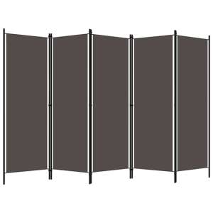 Barbel Fabric 5 Panels 250cm x 180cm Room Divider In Anthracite